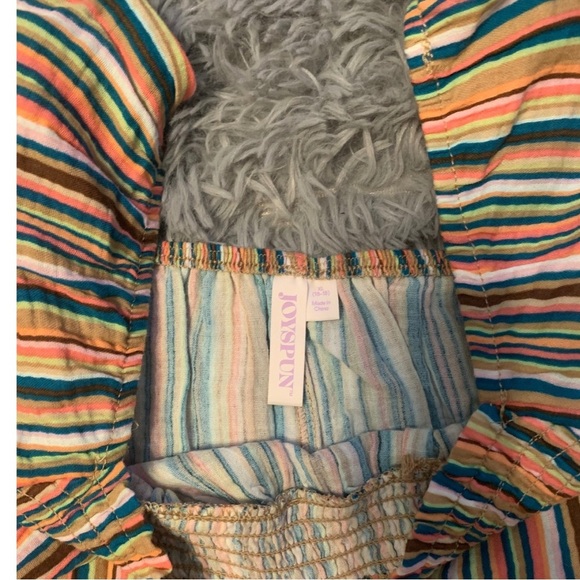 Women’s Joyspun Size XL (14/16) Colorful striped Cotton puff sleeve sleep top - Picture 5 of 5